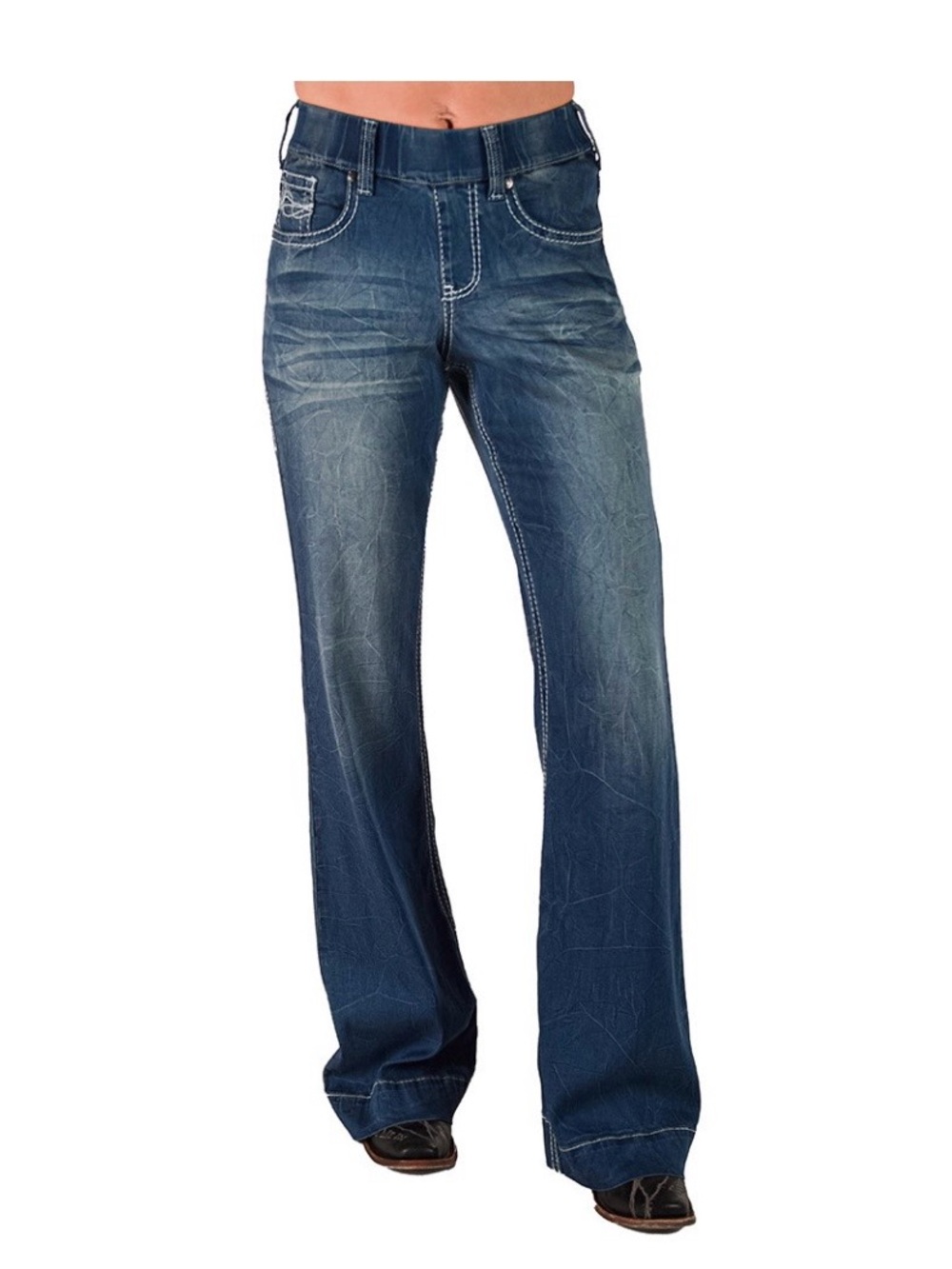 Cowgirl Tuff Ultra Breathe Shattered Trouser Pull On Jeans Med/37 long